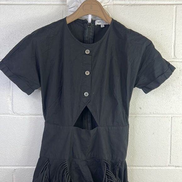 RTR Bibhu Mohapatra CollectiveCutout Fringe HIGH LOW Dress Sz 12 Black - Picture 5 of 9